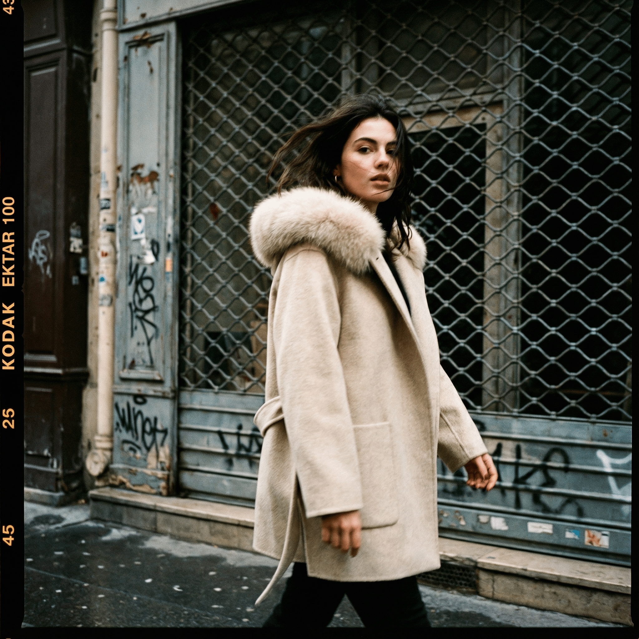 معطف شتوي راقٍ بقصّة قصيرة