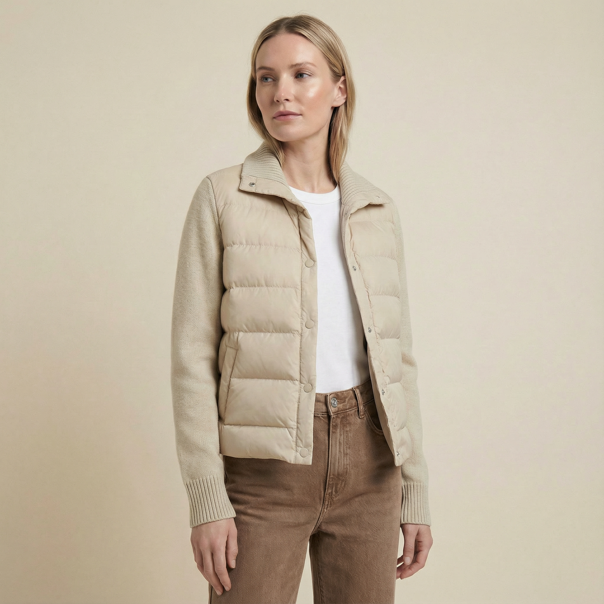 جاكيت مبطّن بأكمام محبوكة