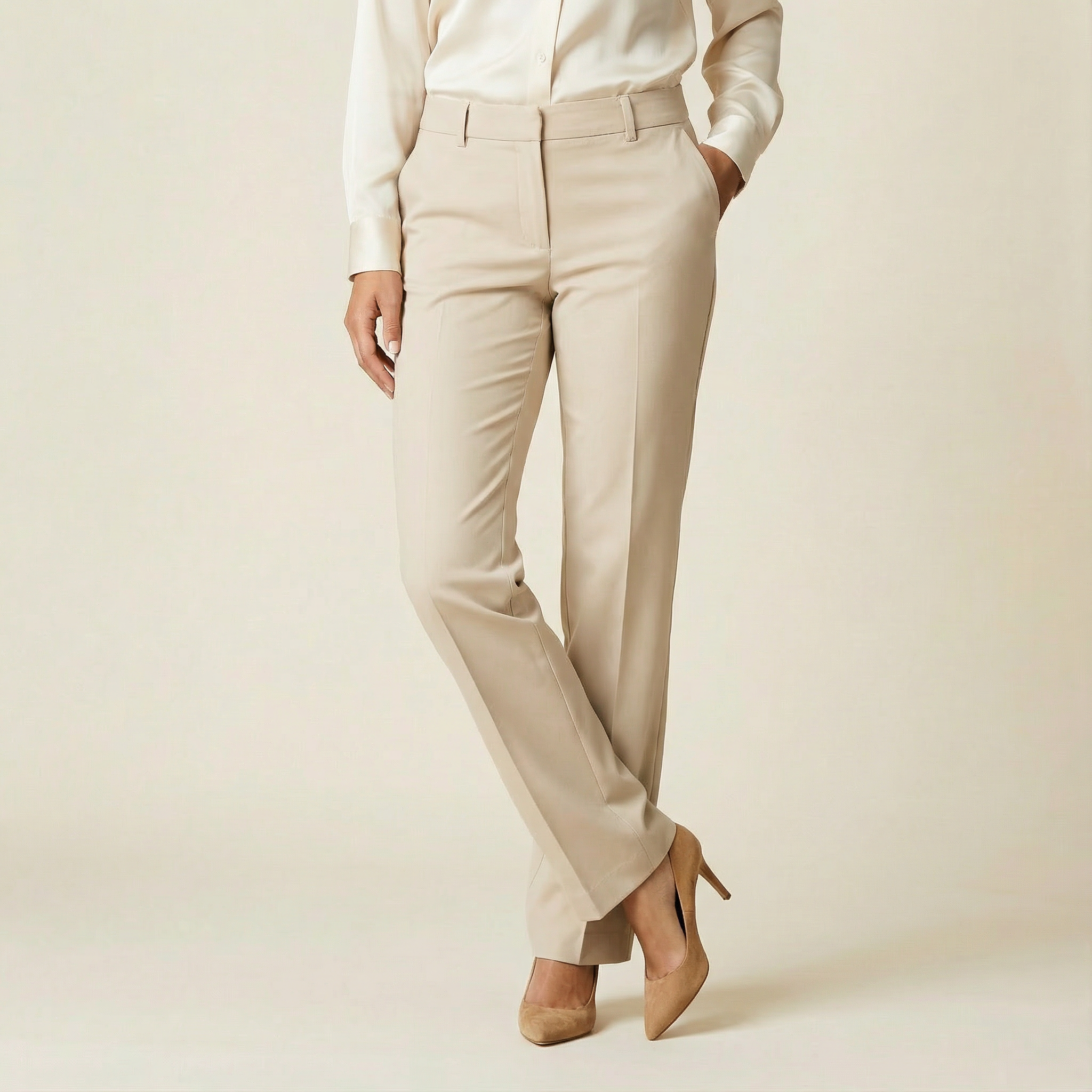 بنطال بقصّة مستقيمة وأناقة عملية