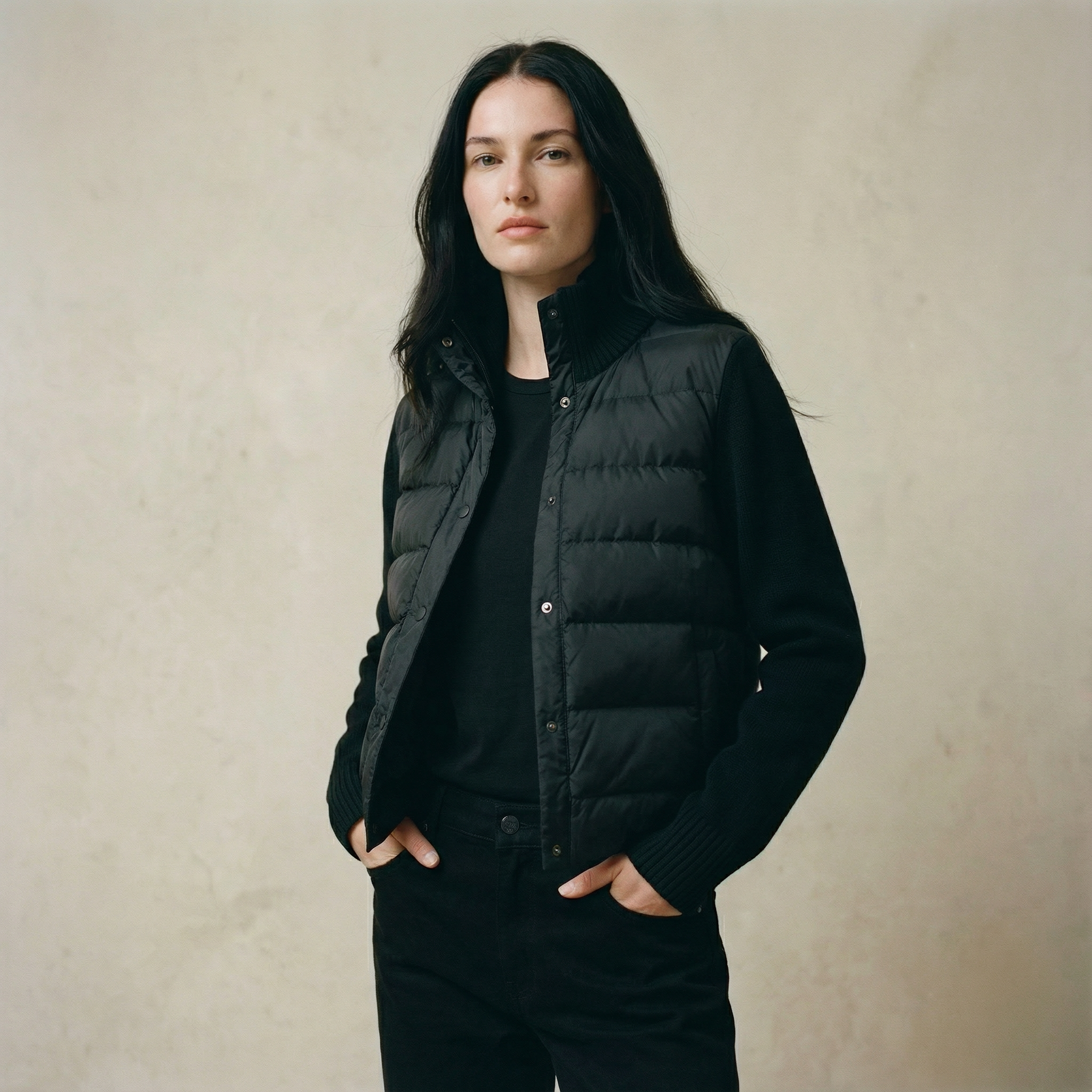 جاكيت مبطّن بأكمام محبوكة