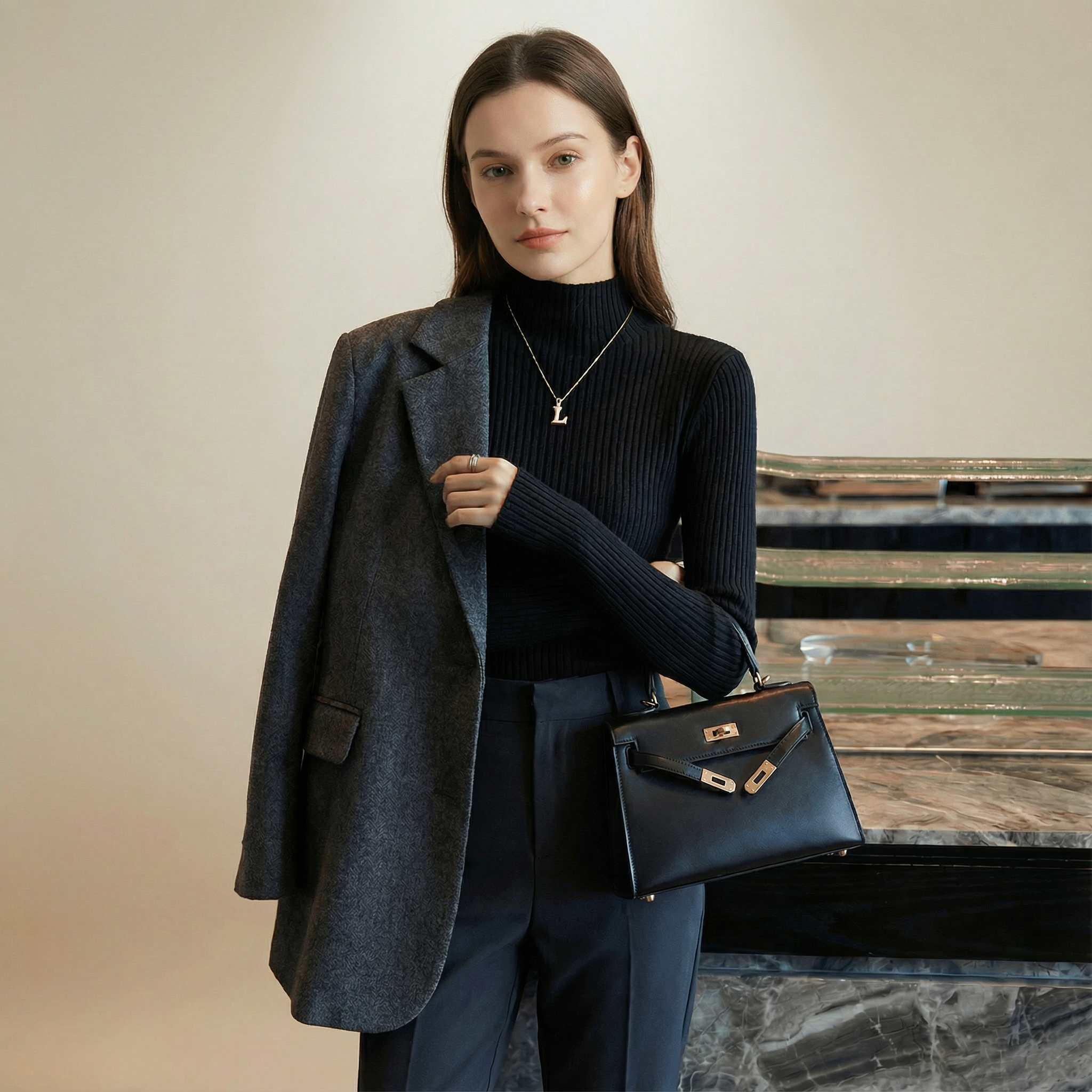 سويتر صوفي أنيق بياقة عالية