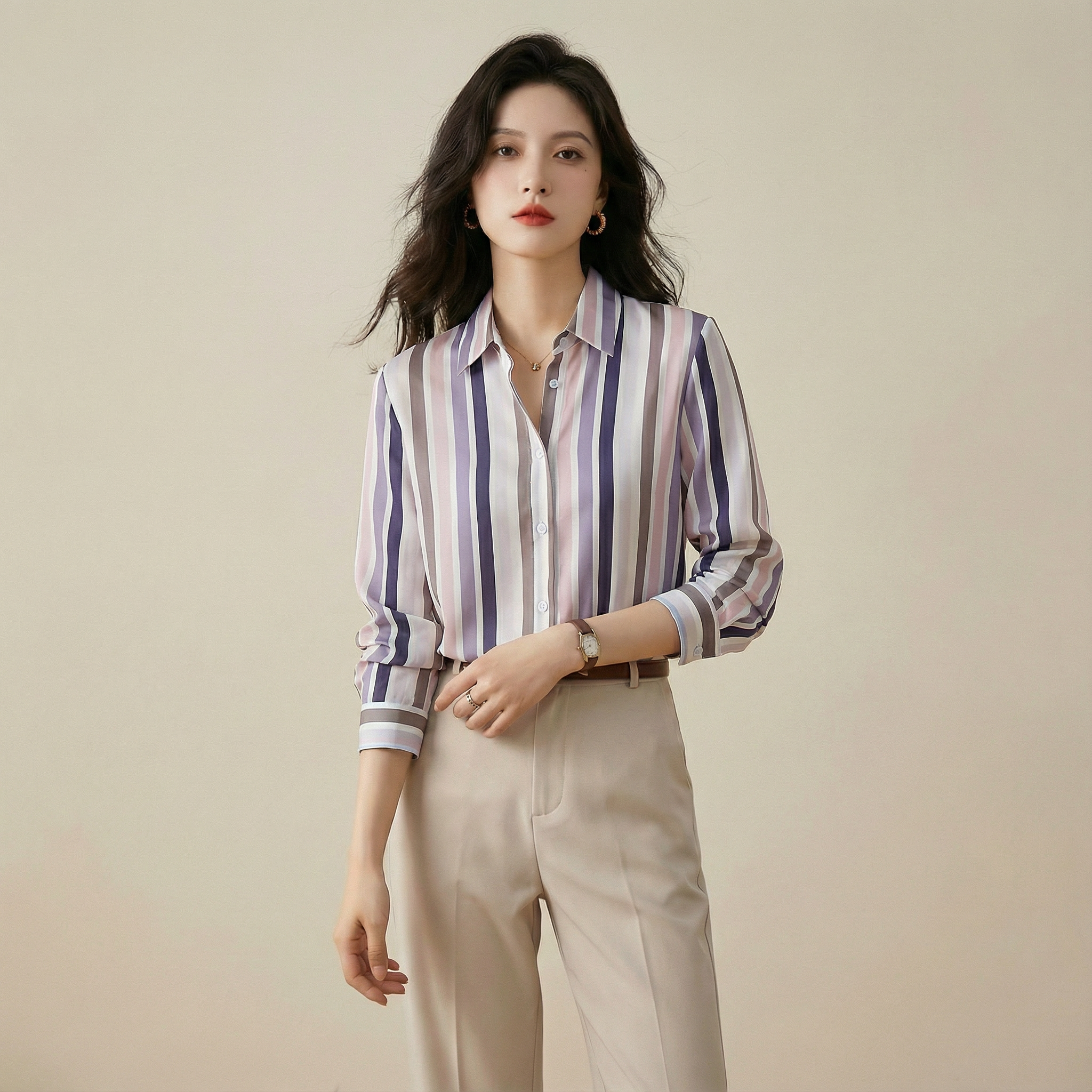 قميص مخطّط بنقشة راقية