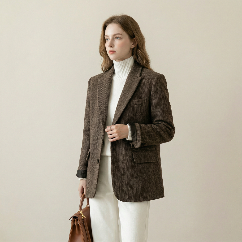 جاكيت صوفي أنيق بقصّة كلاسيكية