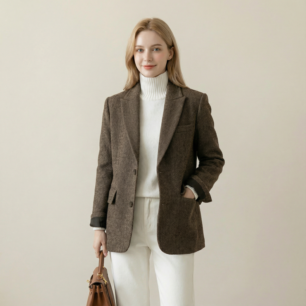 جاكيت صوفي أنيق بقصّة كلاسيكية