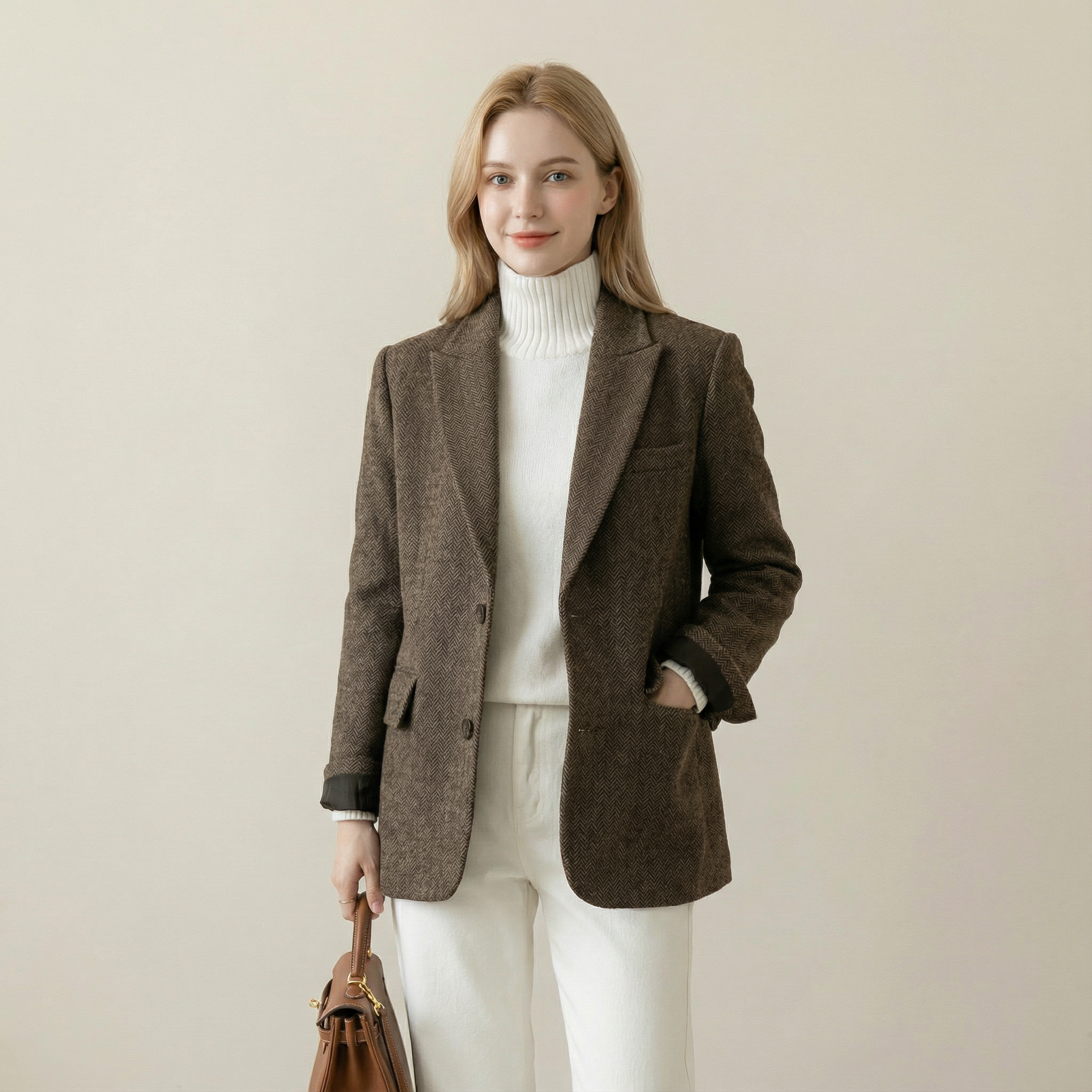 جاكيت صوفي أنيق بقصّة كلاسيكية