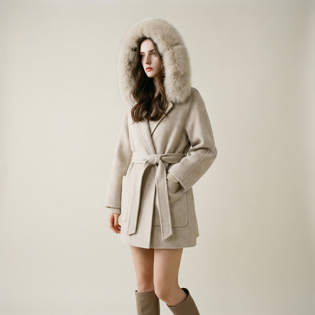 معطف شتوي راقٍ بقصّة قصيرة