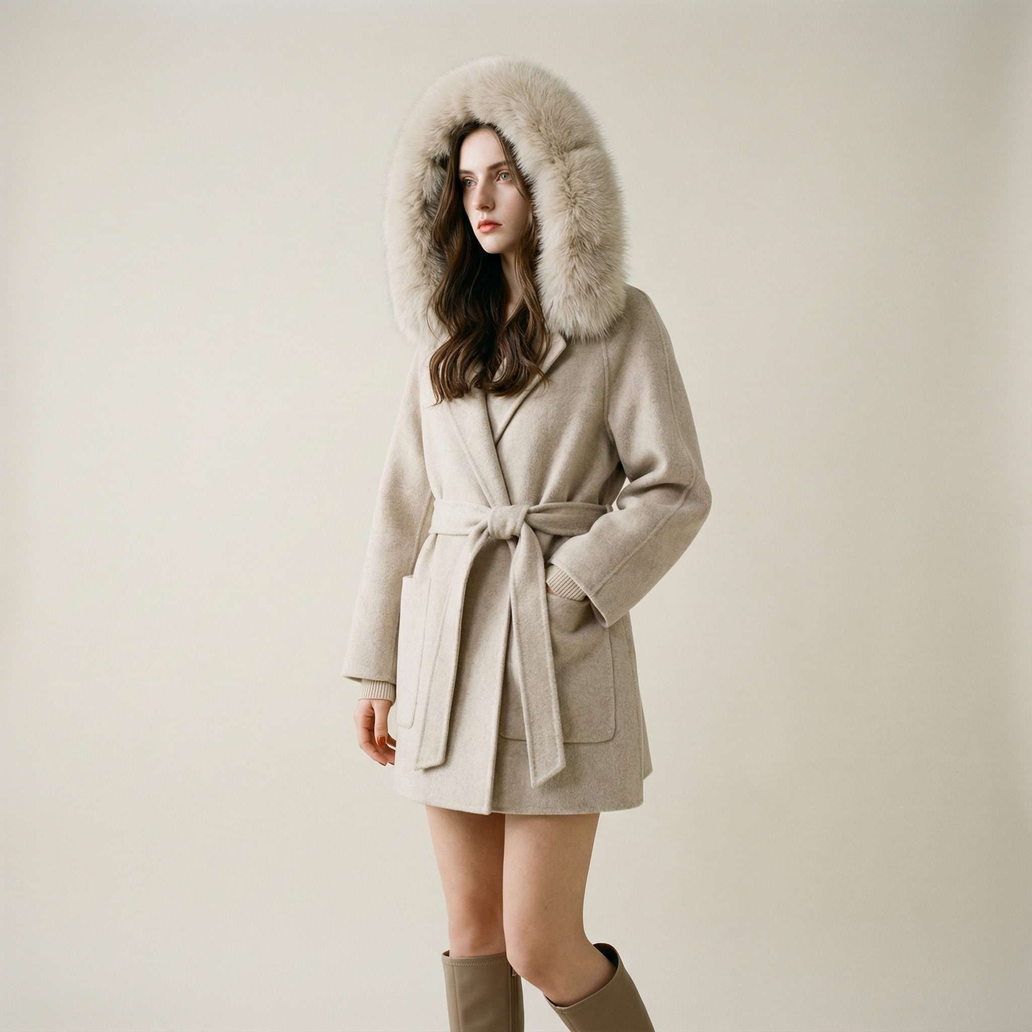 معطف شتوي راقٍ بقصّة قصيرة