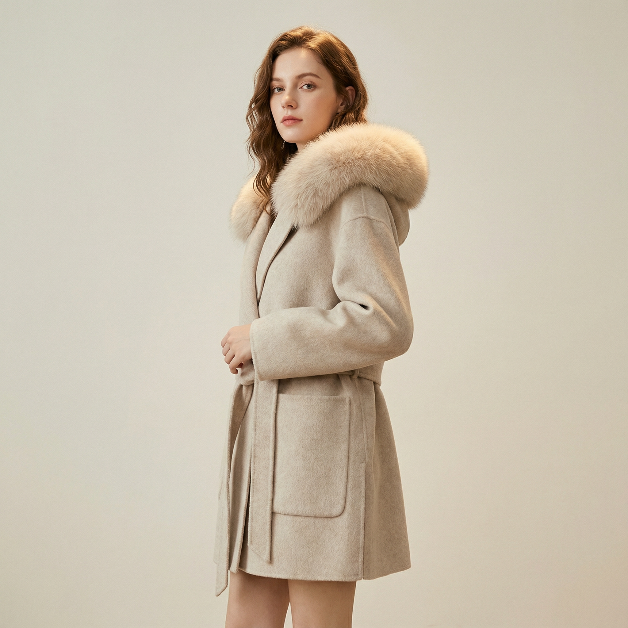 معطف شتوي راقٍ بقصّة قصيرة