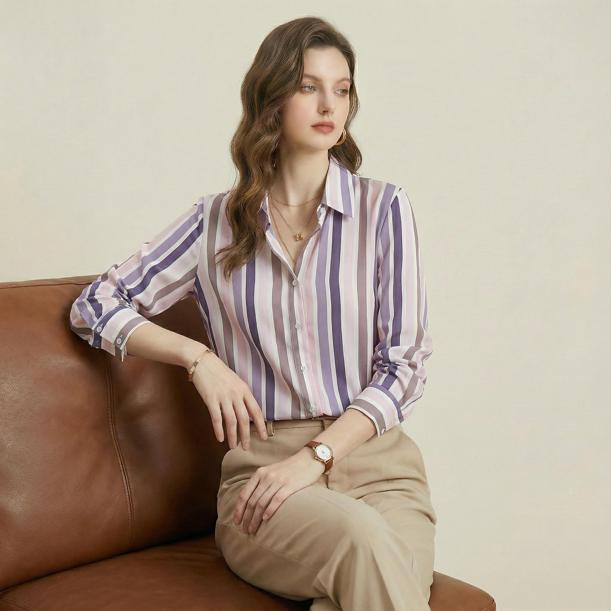 قميص مخطّط بنقشة راقية