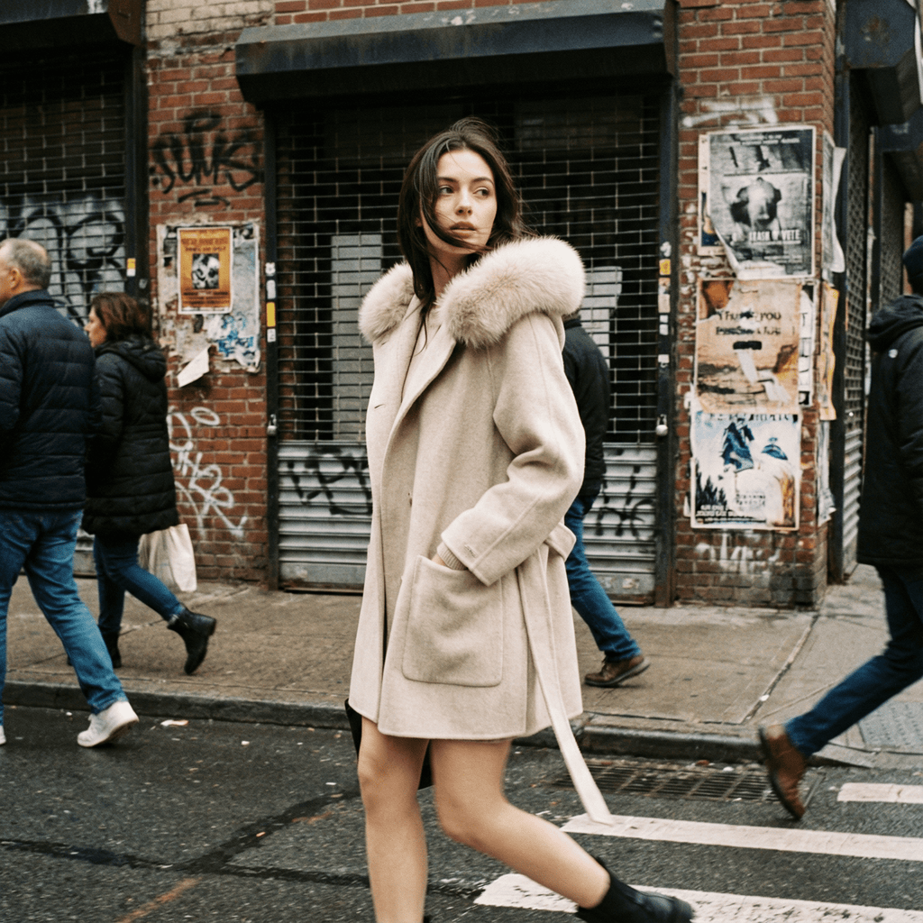 معطف شتوي راقٍ بقصّة قصيرة