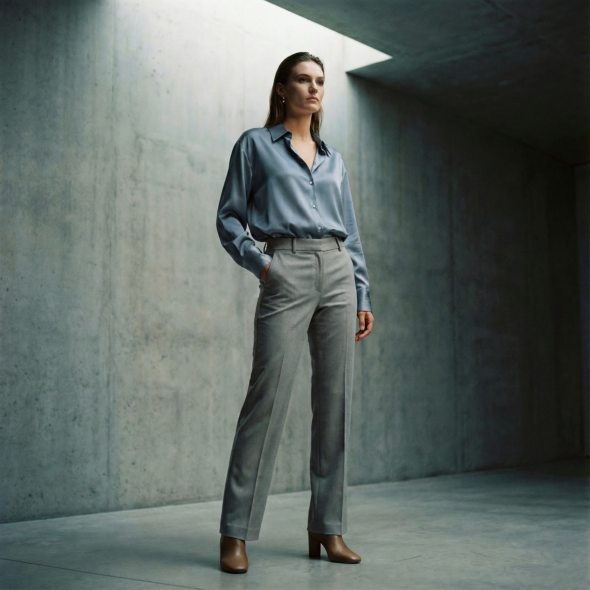 بنطال بقصّة مستقيمة وأناقة عملية