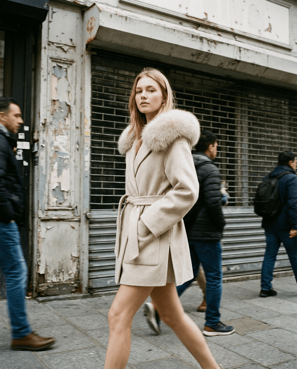 معطف شتوي راقٍ بقصّة قصيرة