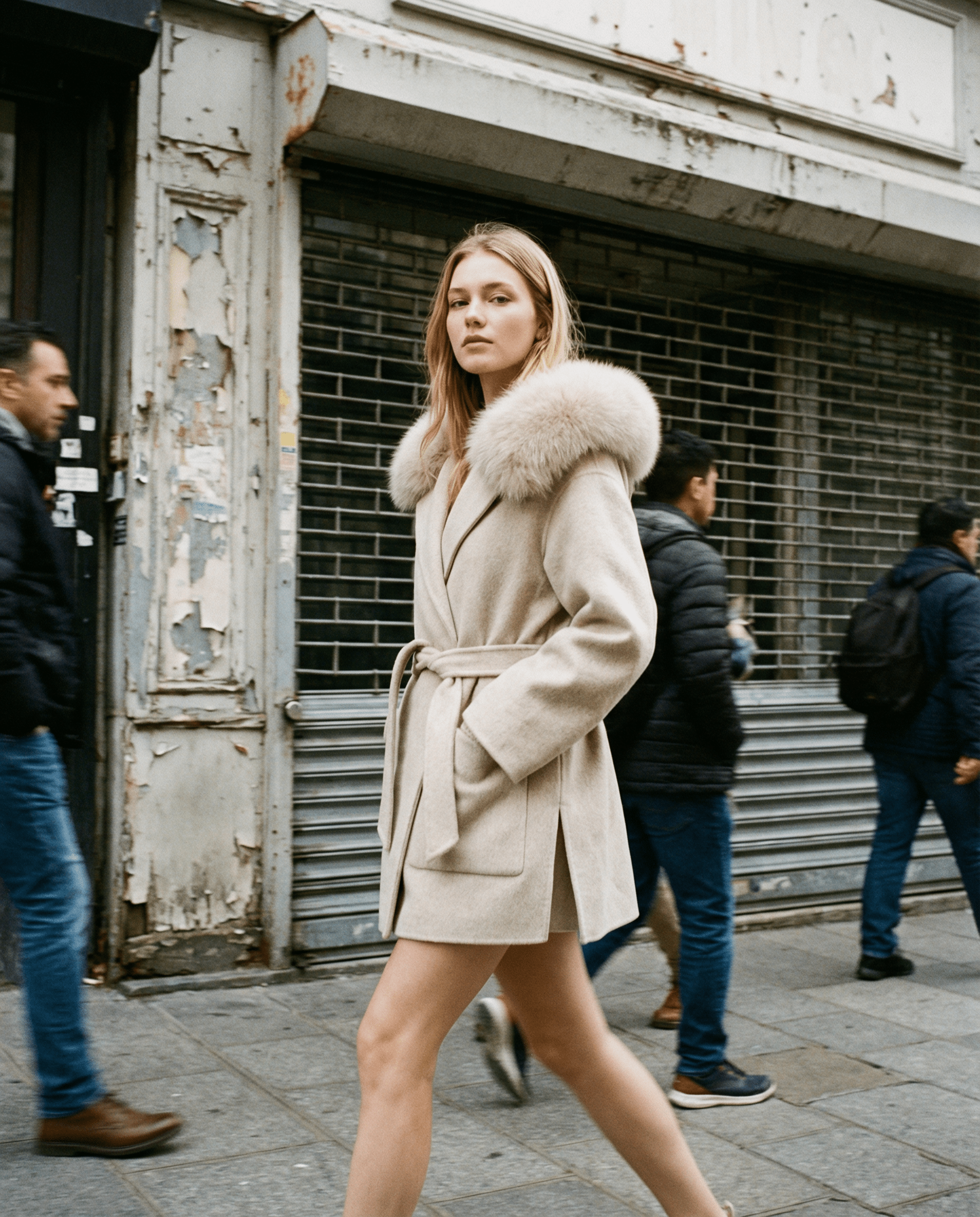 معطف شتوي راقٍ بقصّة قصيرة