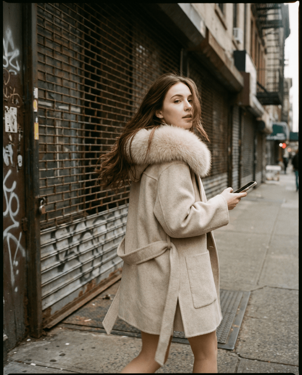 معطف شتوي راقٍ بقصّة قصيرة