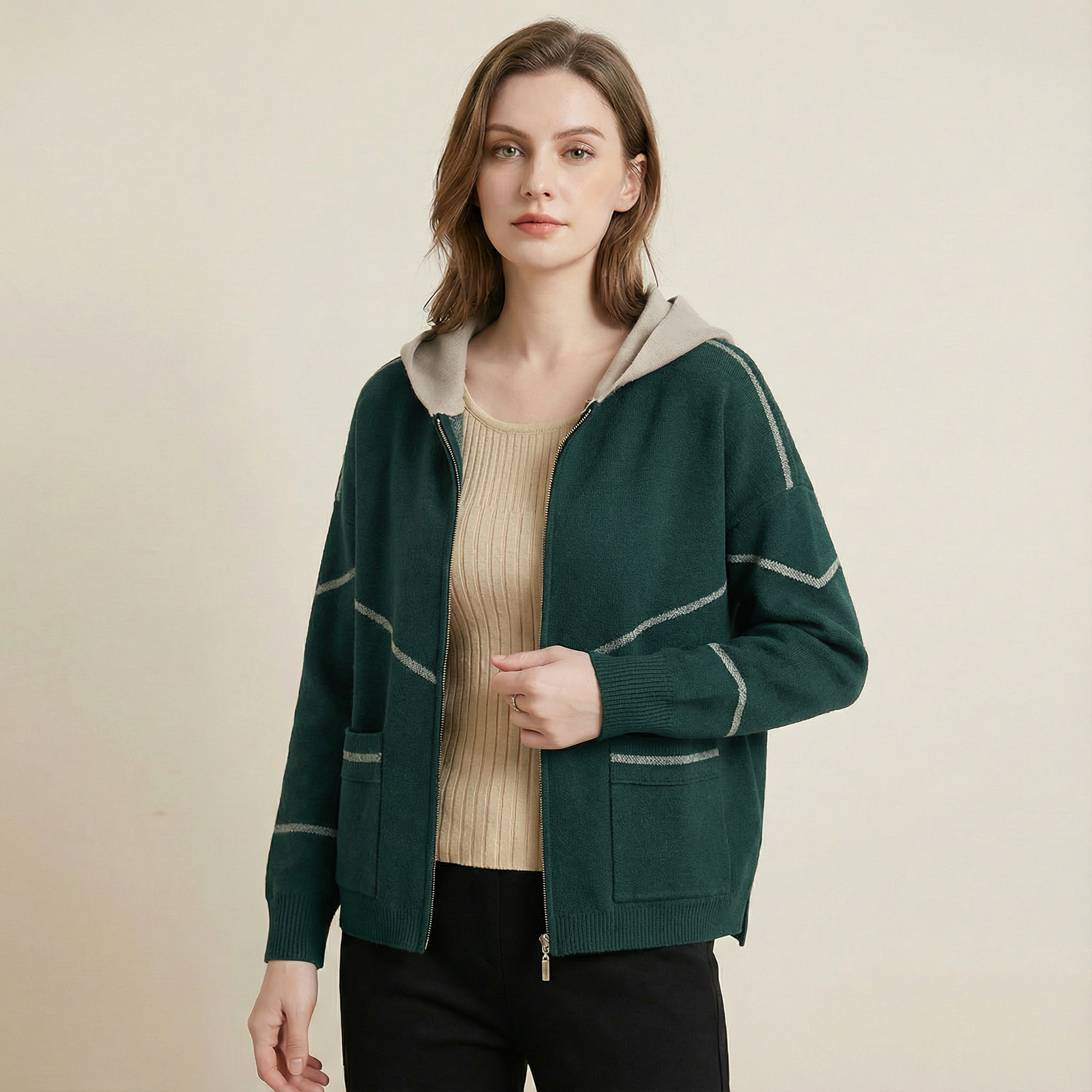 جاكيت صوفي بسحاب