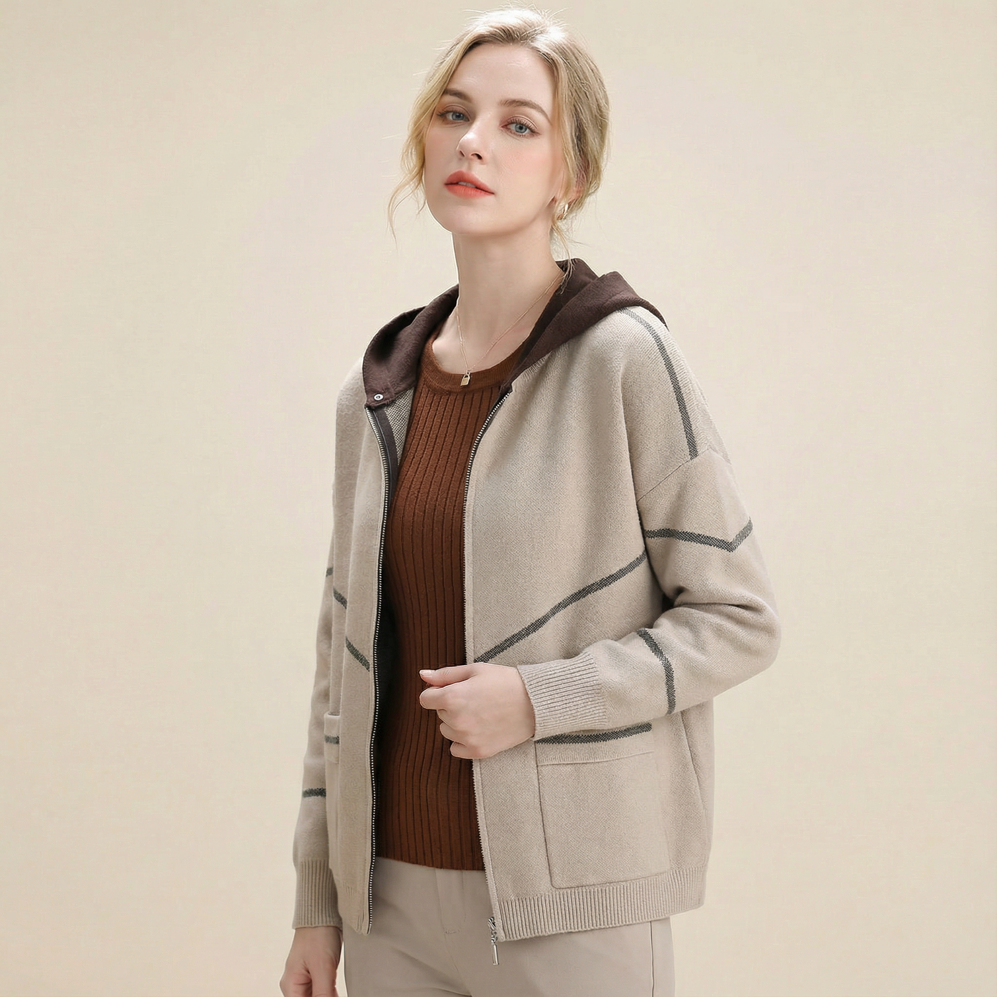 جاكيت صوفي بسحاب