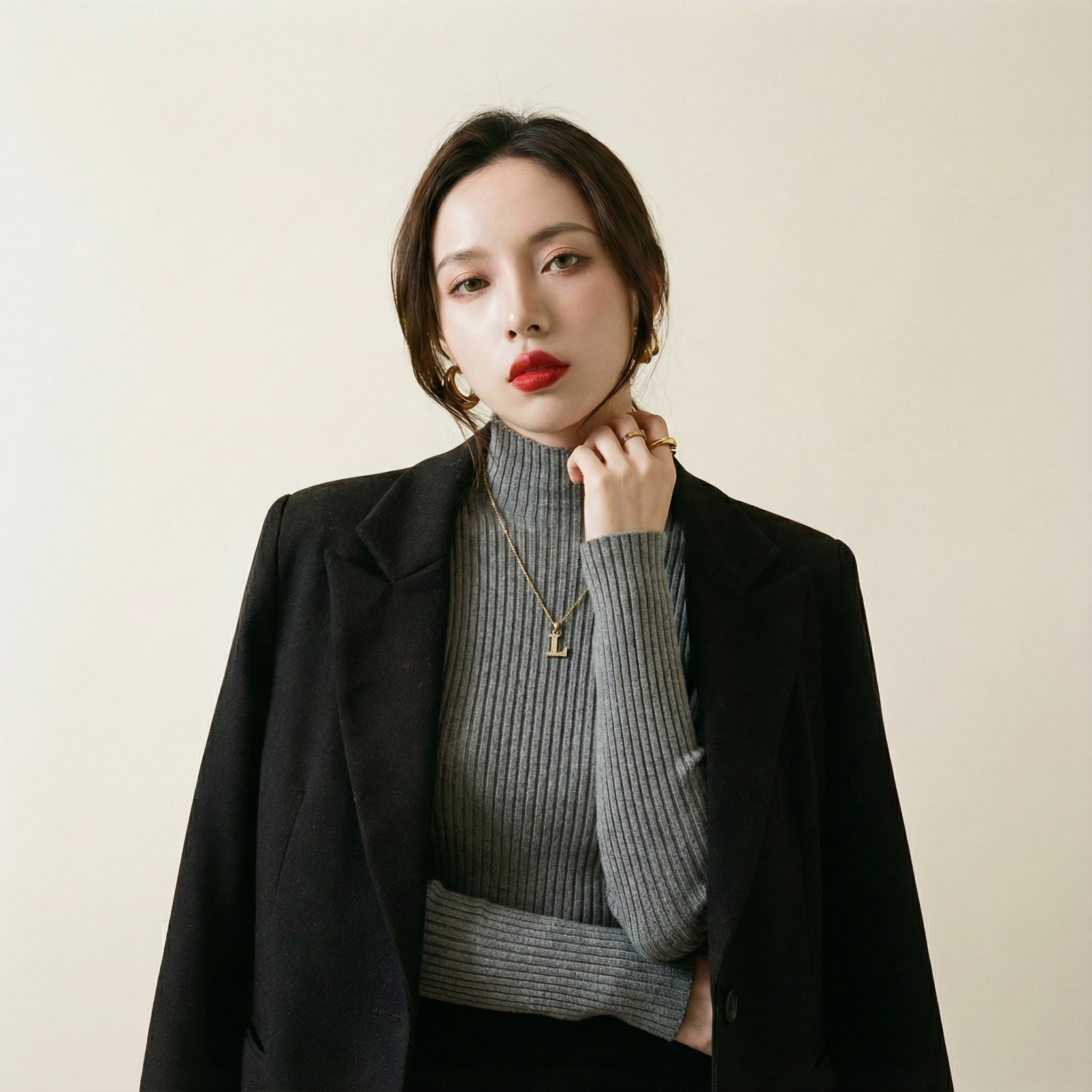 سويتر صوفي أنيق بياقة عالية