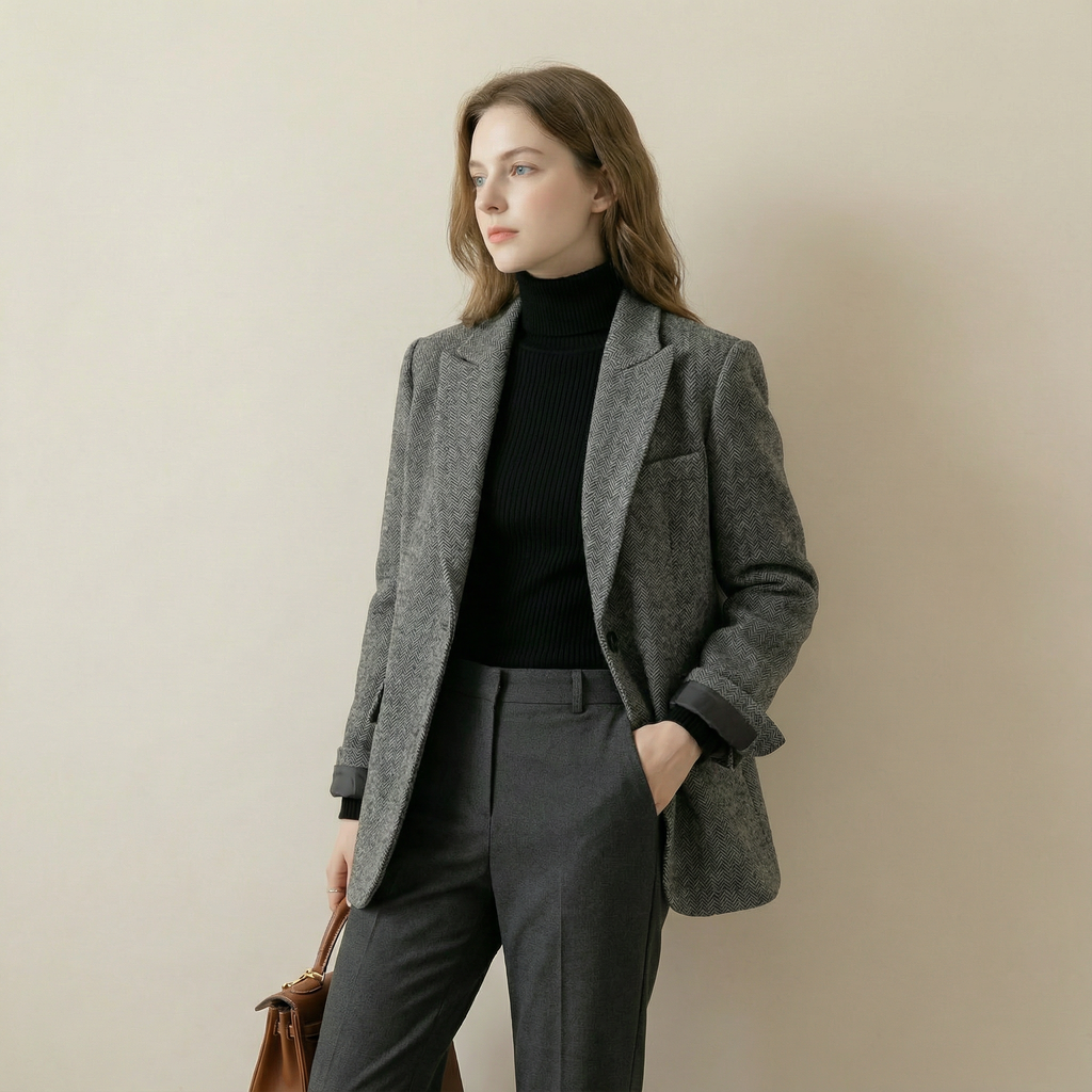 جاكيت صوفي أنيق بقصّة كلاسيكية