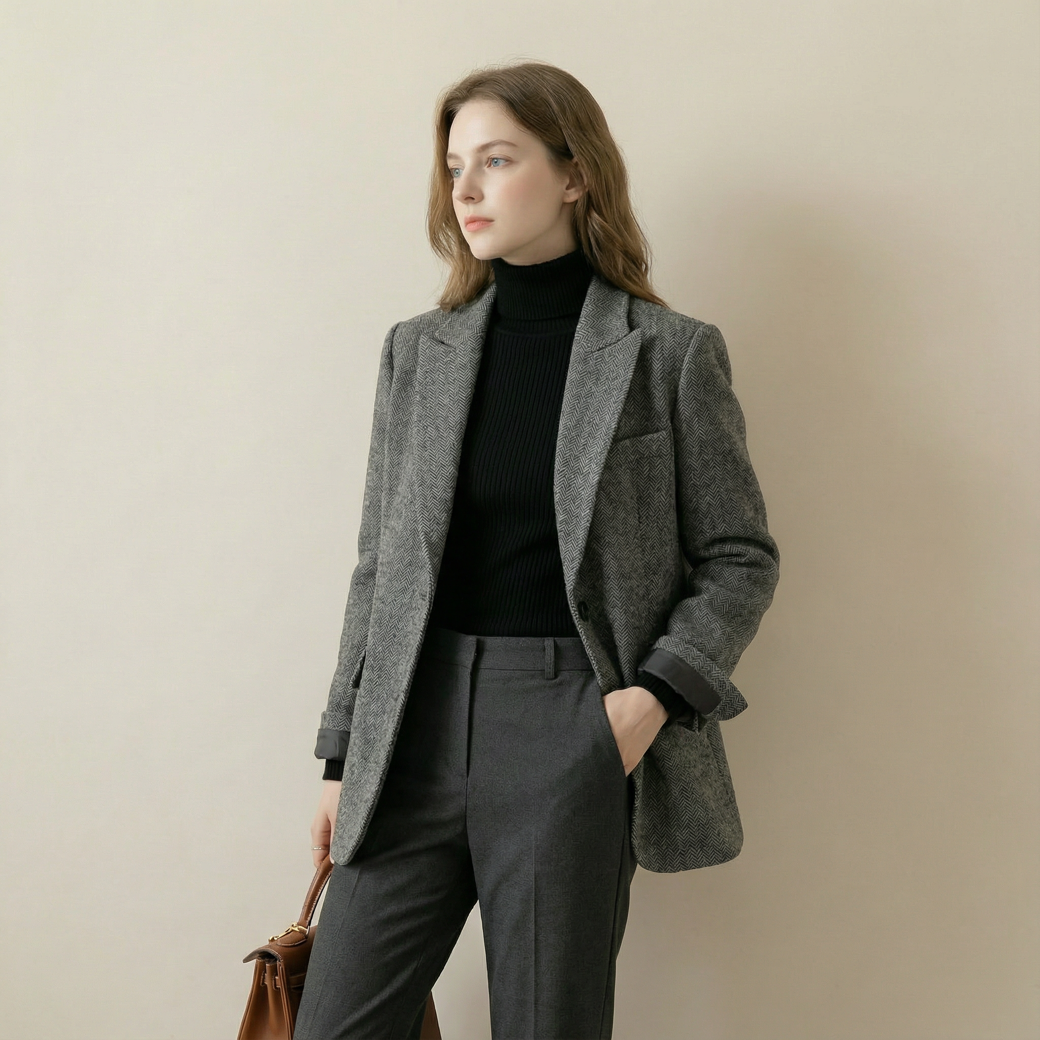 جاكيت صوفي أنيق بقصّة كلاسيكية