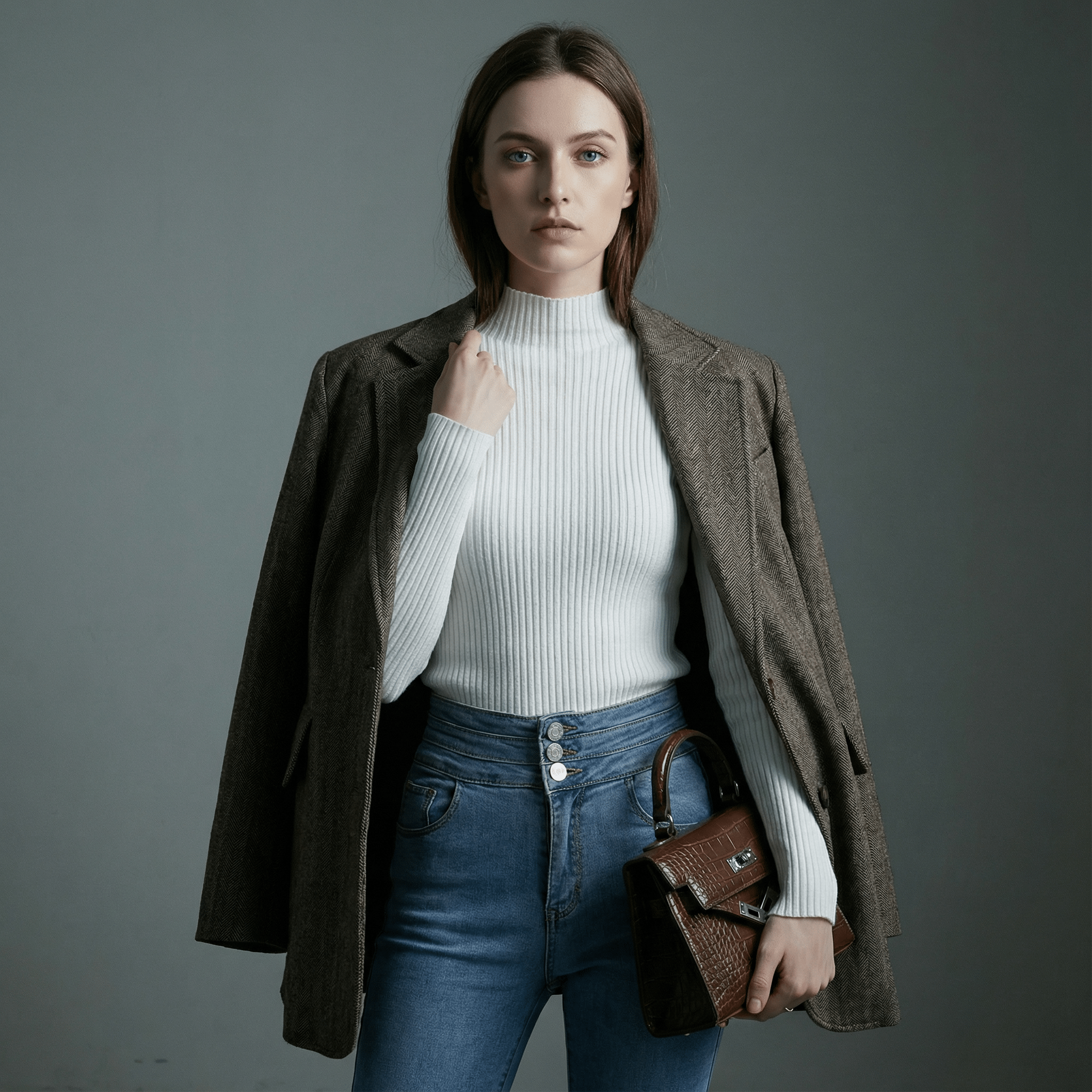 سويتر صوفي أنيق بياقة عالية